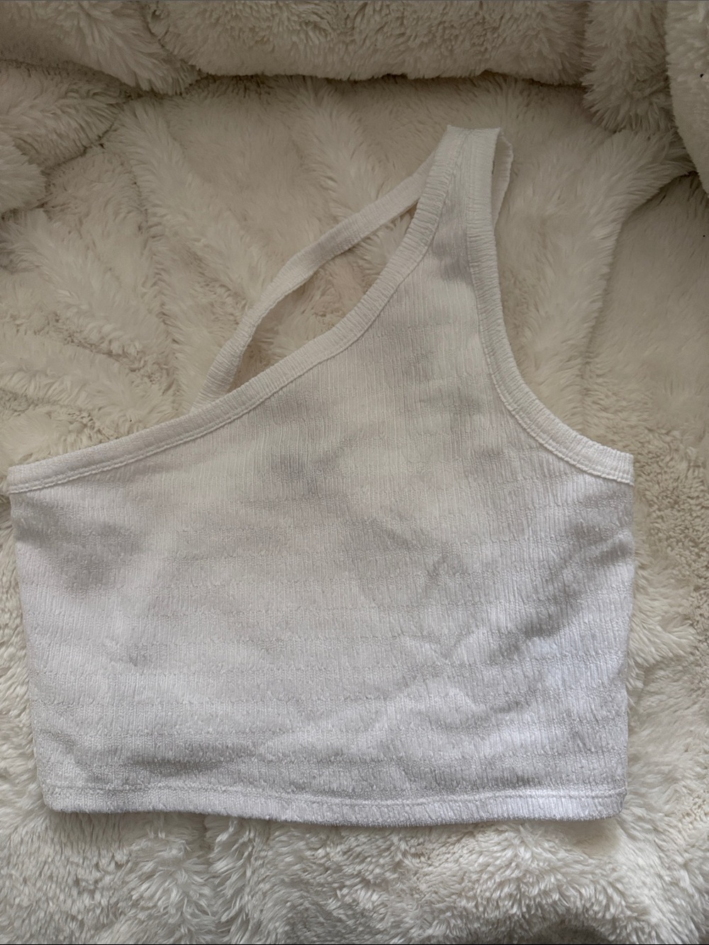American Eagle Outfitters White Asymmetric One-Shoulder Crop Top